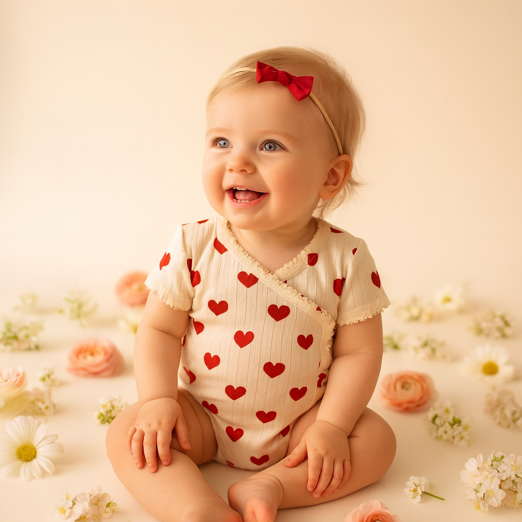 Sweet Heart Print Baby Romper