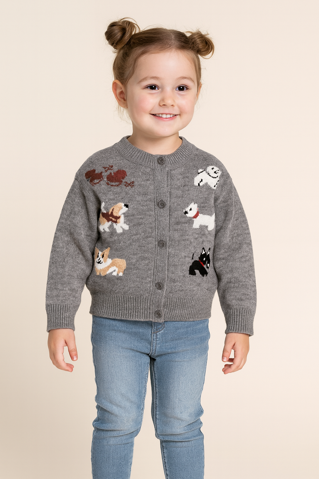 Cartoon Dogs Knit Cardigan