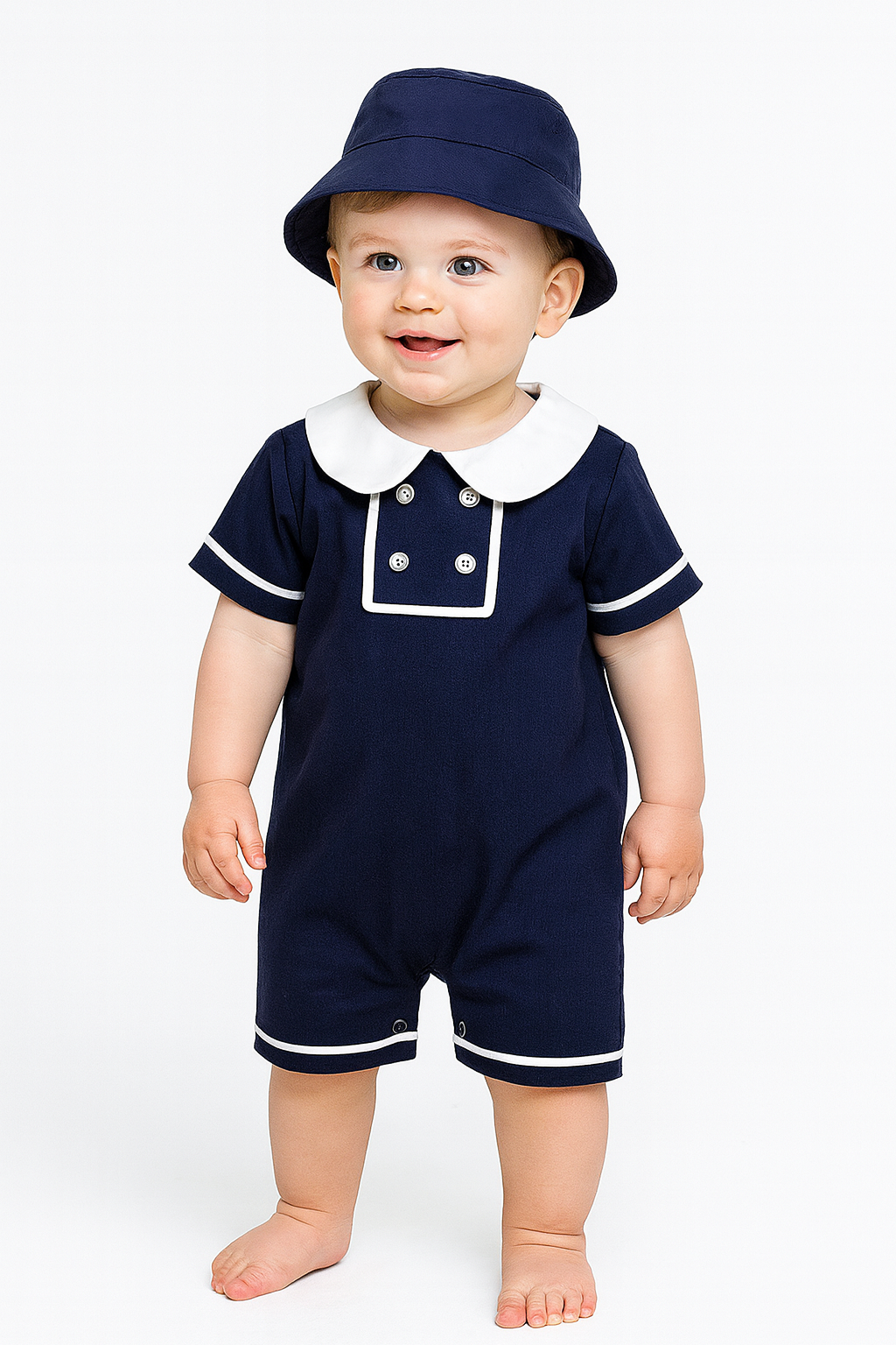 Peter Pan Collar Navy Romper