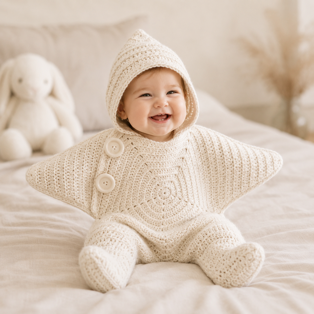 Hand Knitted Starfish Baby Romper- Cute Cartoon One-Piece Jumpsuit