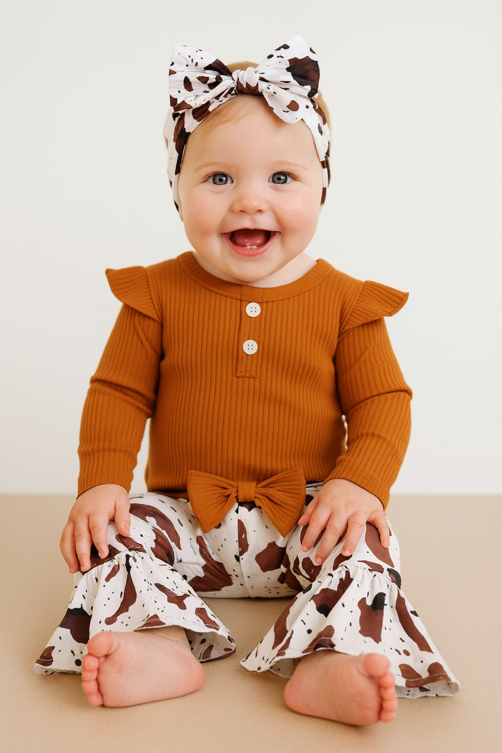 Animal Print Flare Pants Outfit for Baby Girls