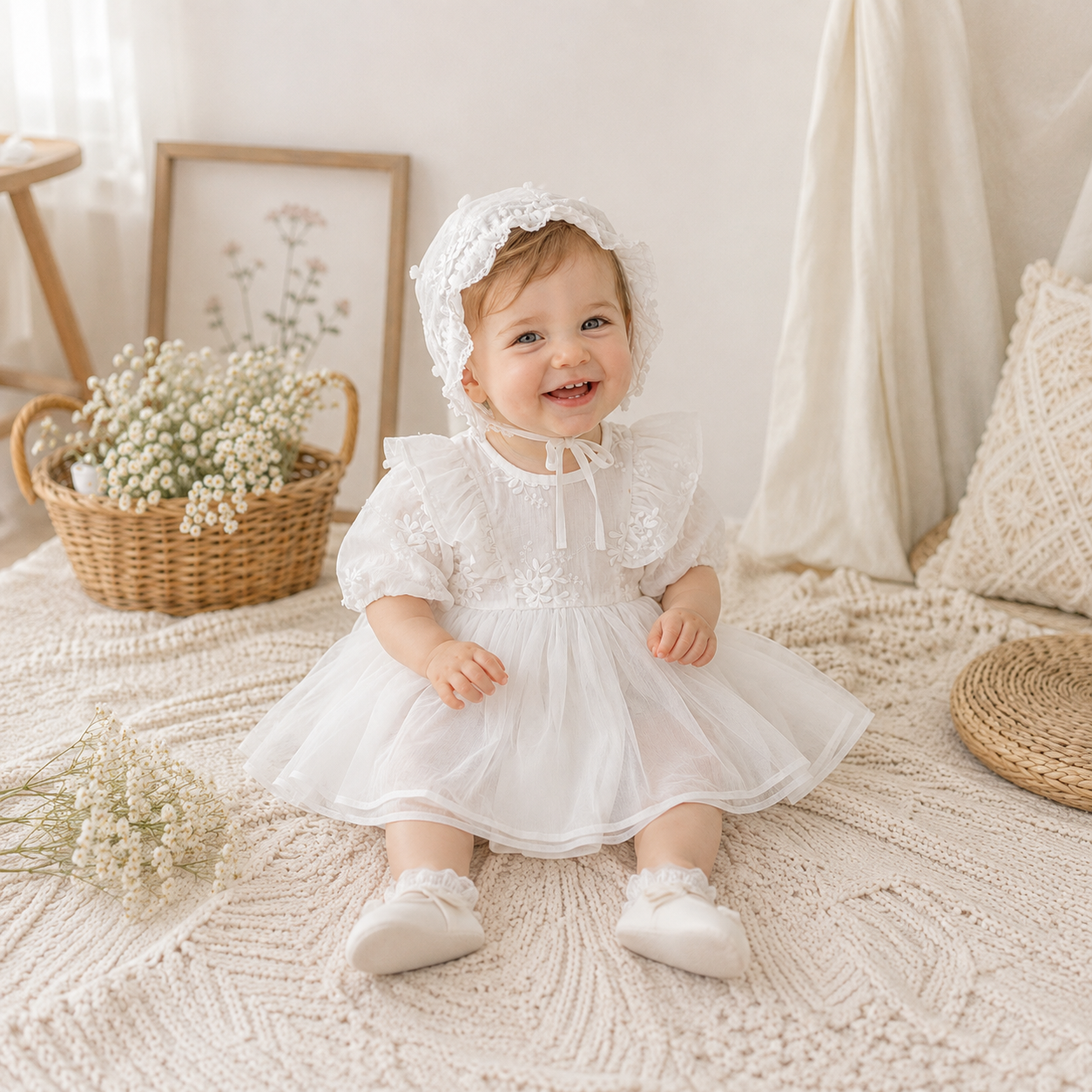 Baby Girl Long Sleeve Mesh Romper Dress