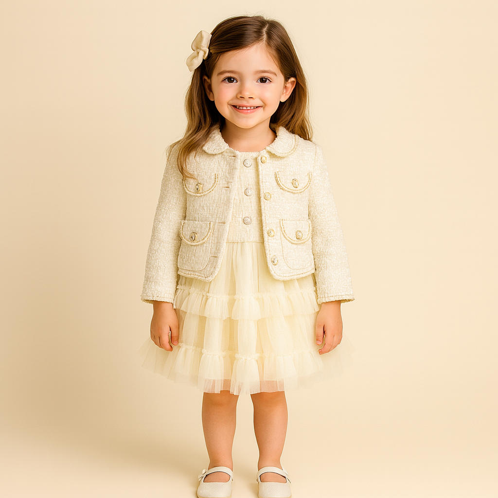 Elegant Tweed Jacket and Tutu Dress Set