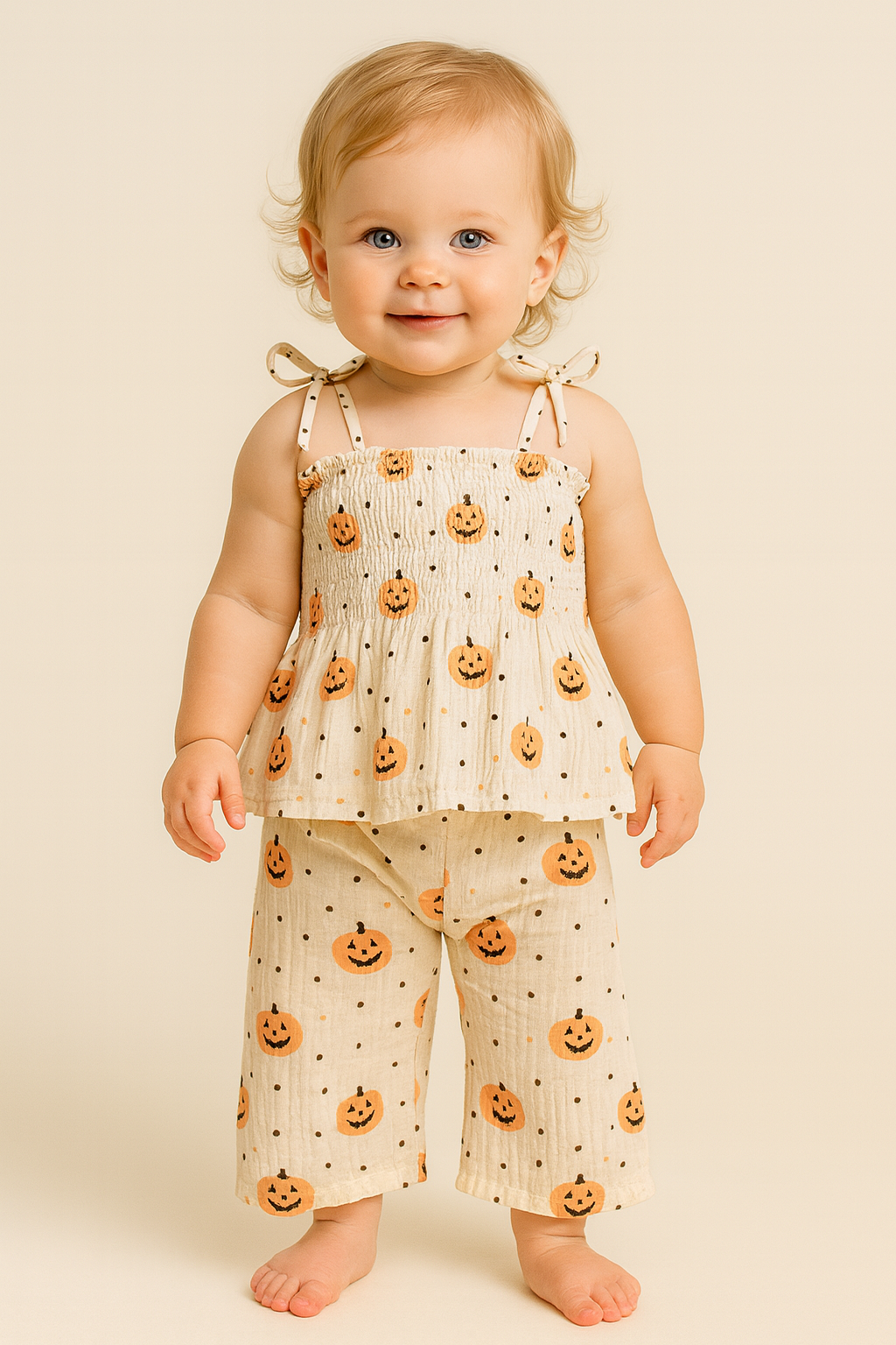 Pumpkin Print 2 Piece Outfit