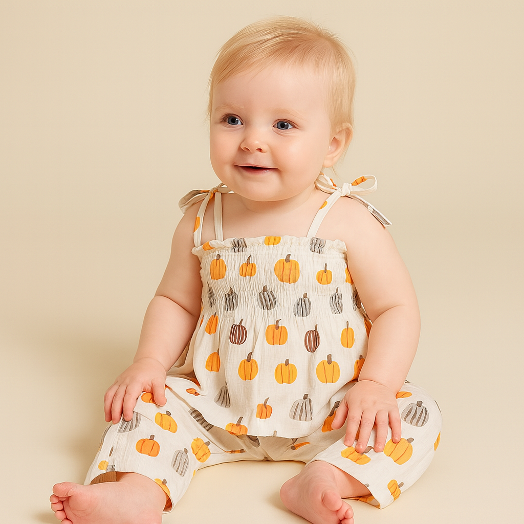 Pumpkin Print 2 Piece Outfit