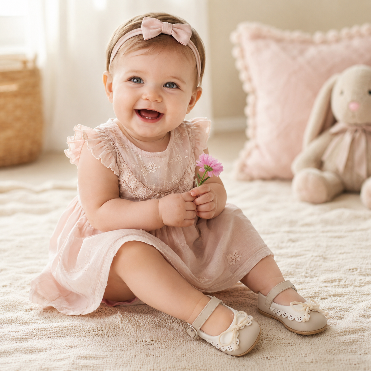 Baby Girls Princess Walking Shoes with Lace Bow