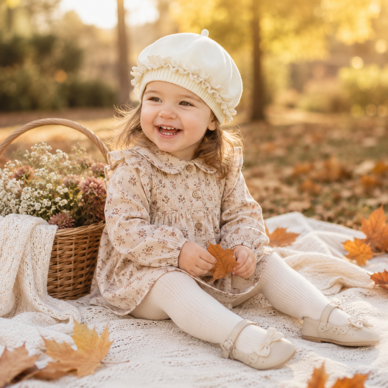Baby Girl Lace Ruffle Knit Beret Soft Cotton Hat