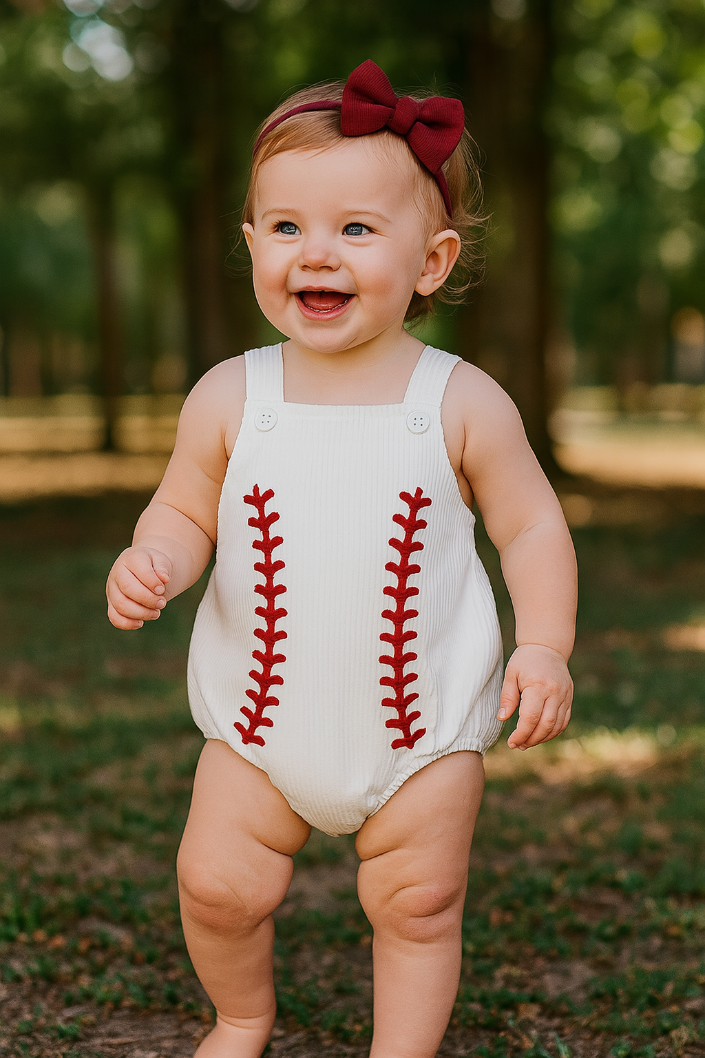 Baseball Inspired Baby Sleeveless Romper
