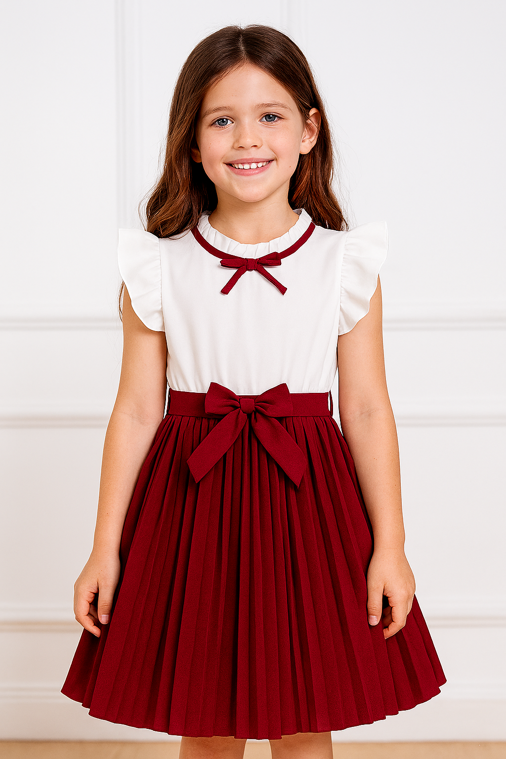 Girls’ Elegant Party Dress with Bow Tie