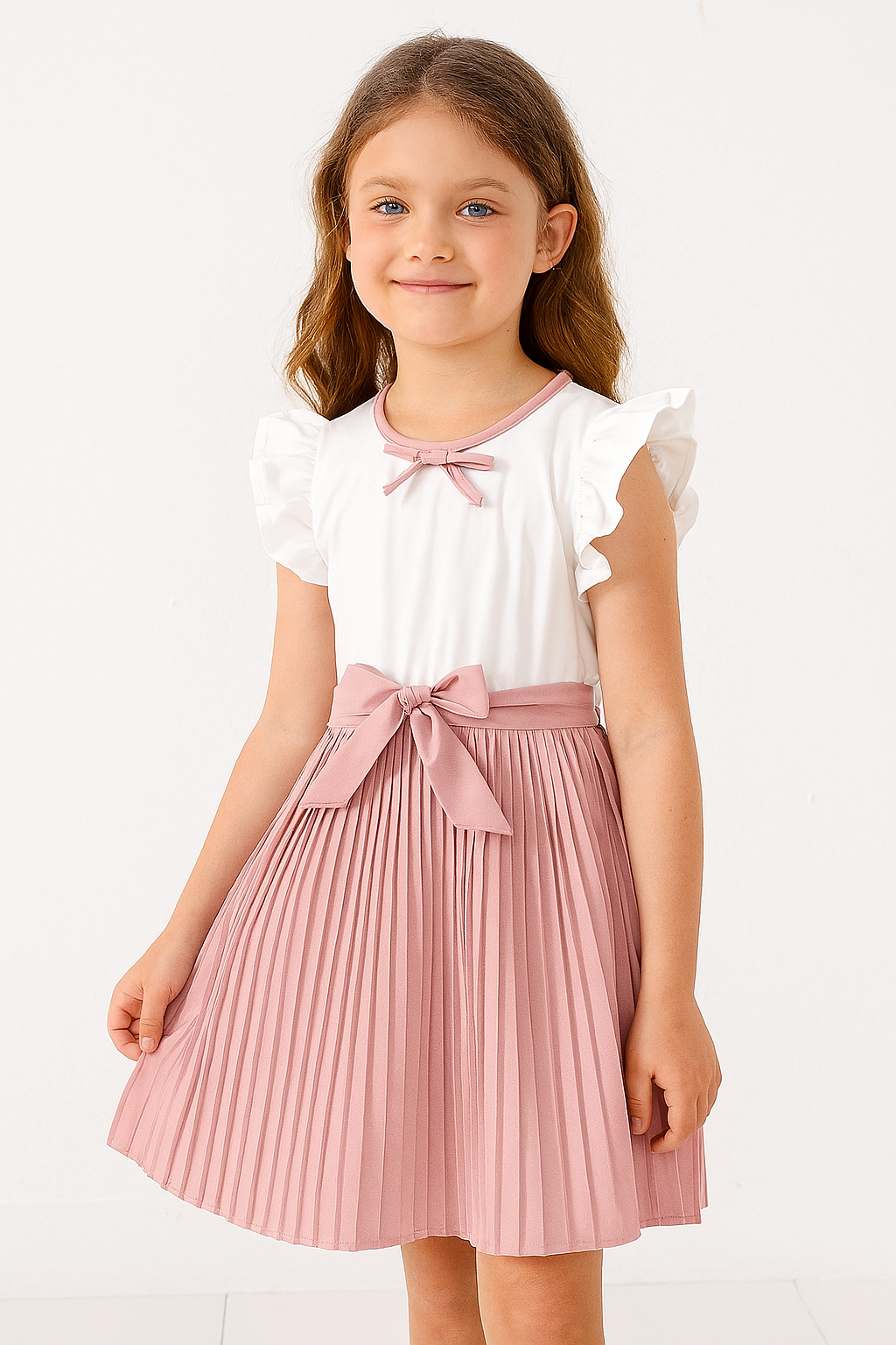 Girls’ Elegant Party Dress with Bow Tie