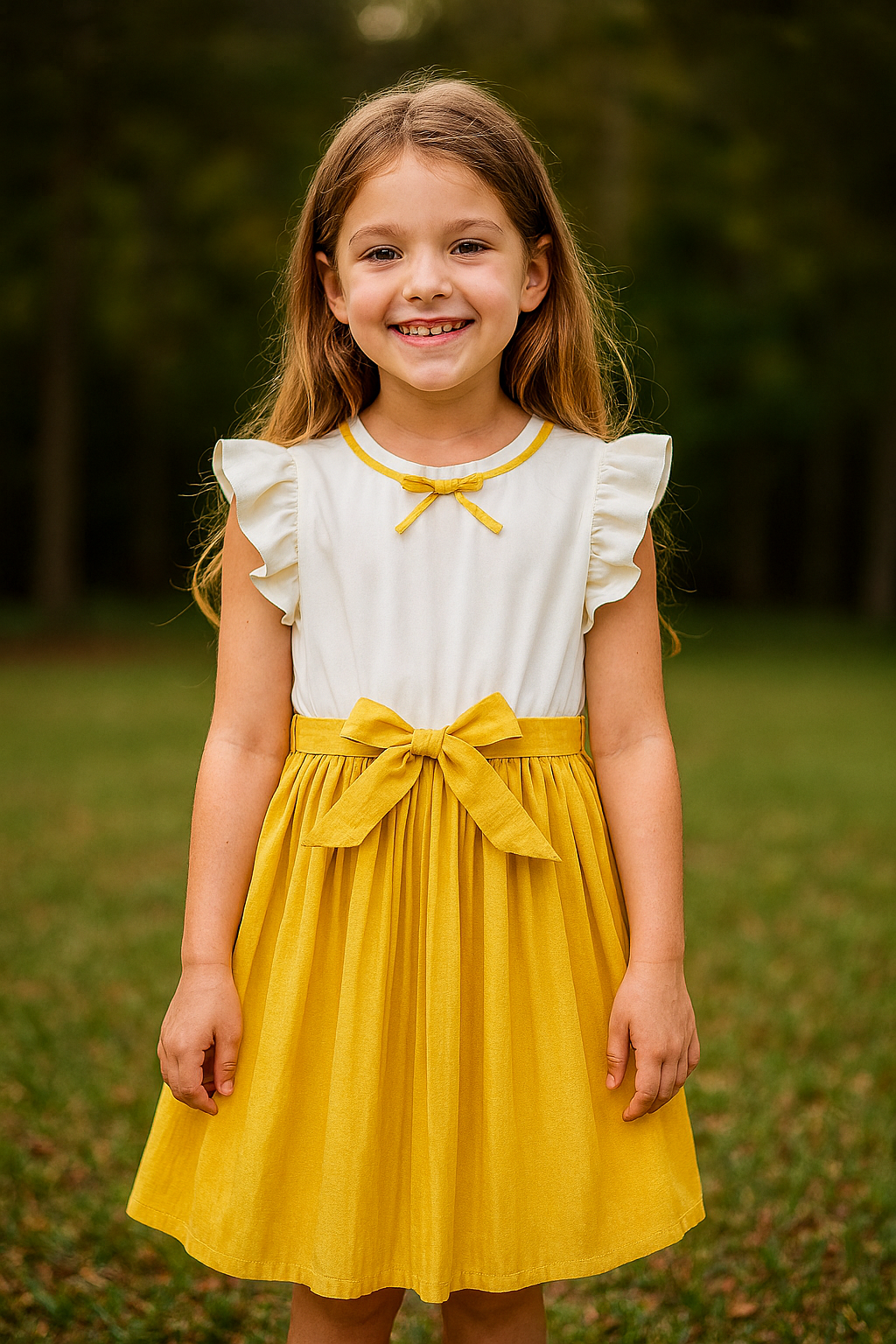 Girls’ Elegant Party Dress with Bow Tie