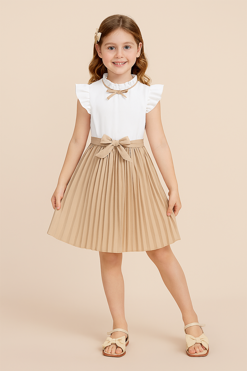 Girls’ Elegant Party Dress with Bow Tie