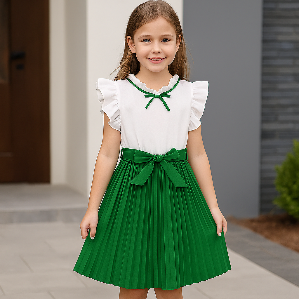 Girls’ Elegant Party Dress with Bow Tie
