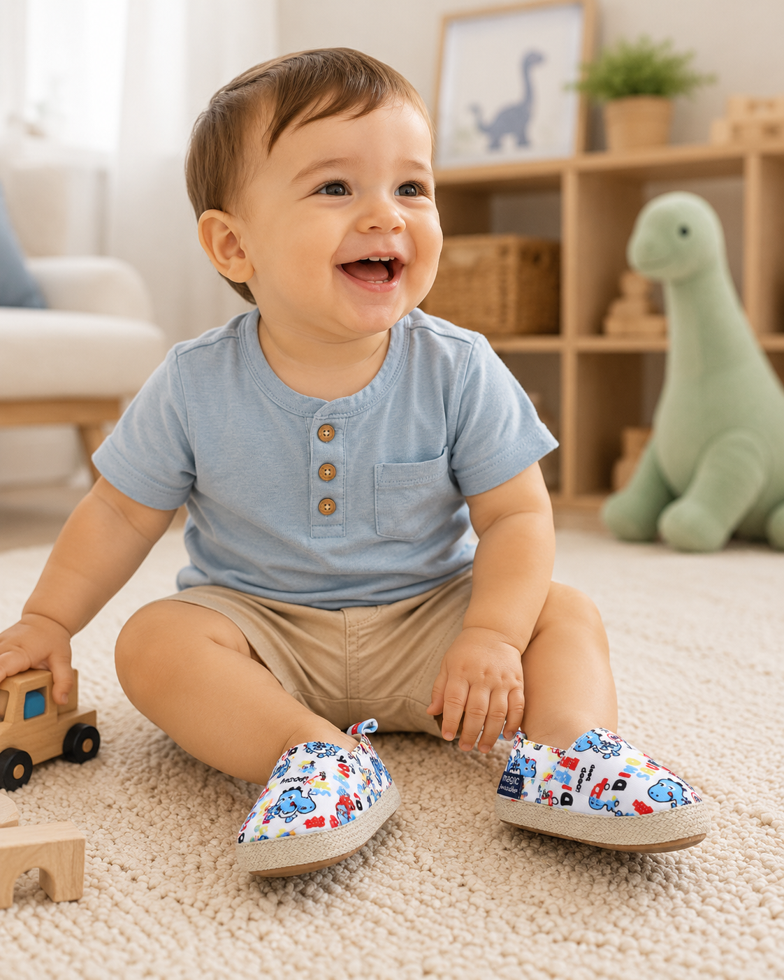Baby Unisex Dinosaur Print Slip-On First Walker Shoes