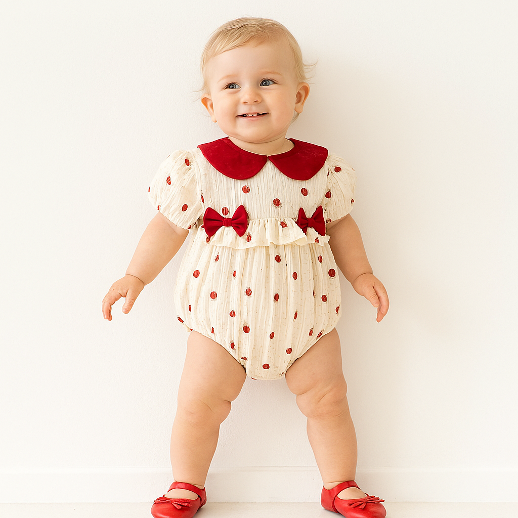 Baby Girl Sweet Strawberry Print Romper