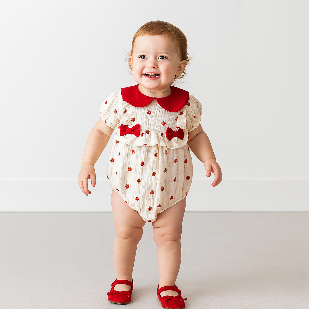 Baby Girl Sweet Strawberry Print Romper