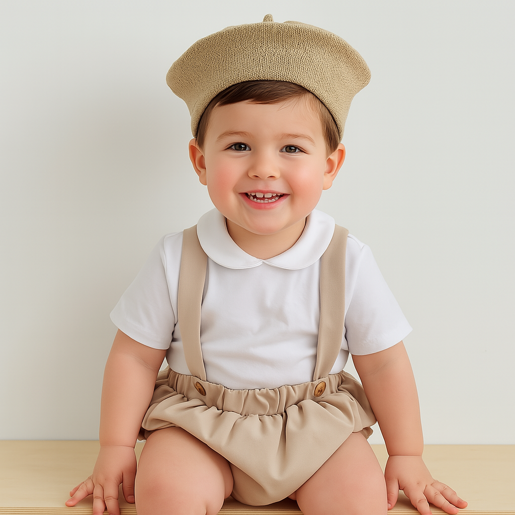 Unisex Baby Suspender Romper Set