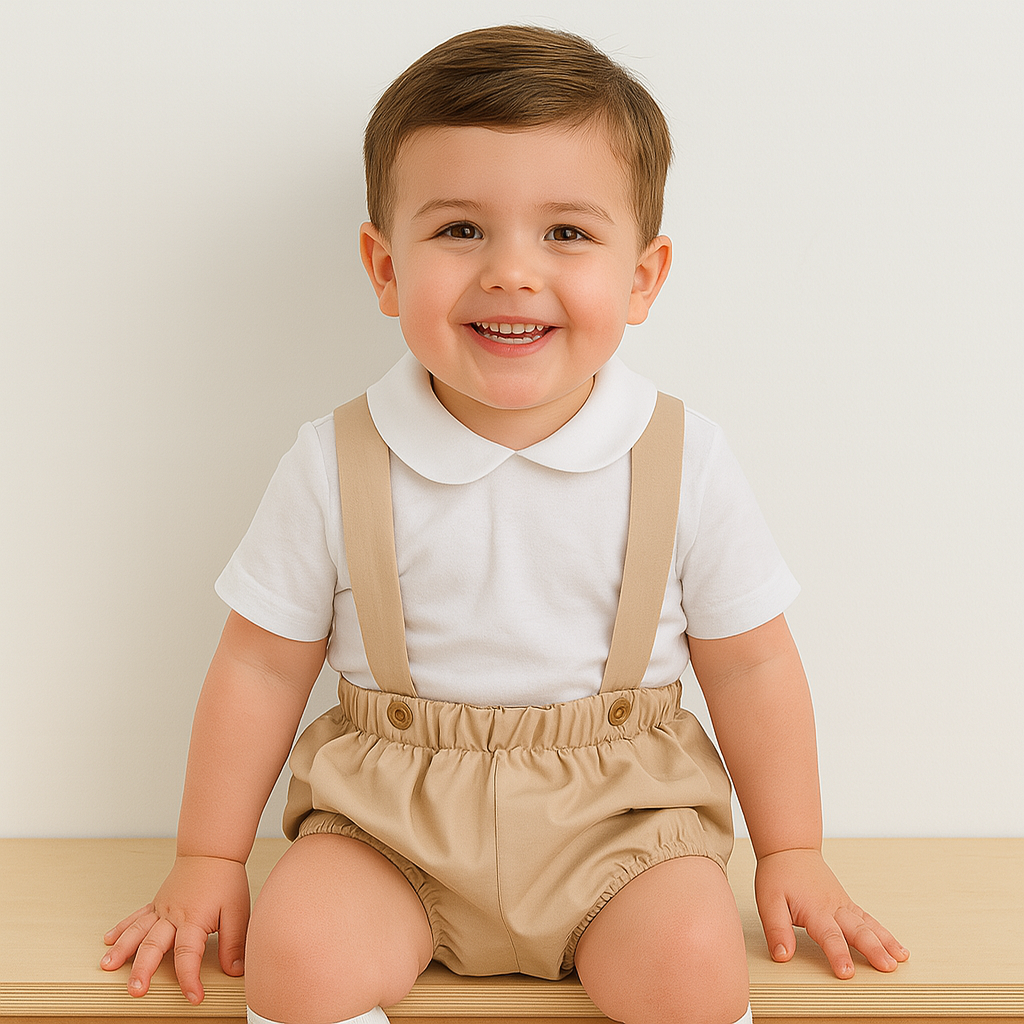 Unisex Baby Suspender Romper Set