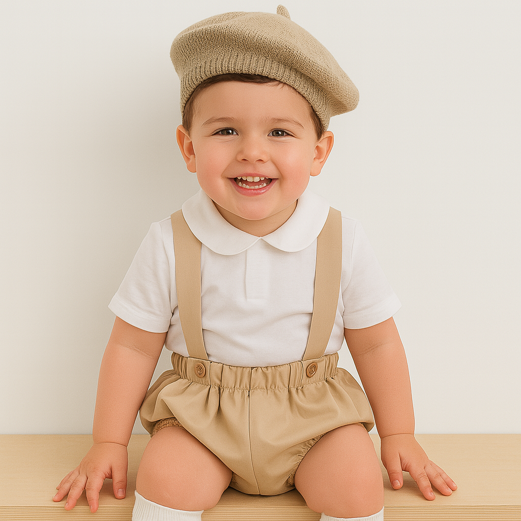 Unisex Baby Suspender Romper Set