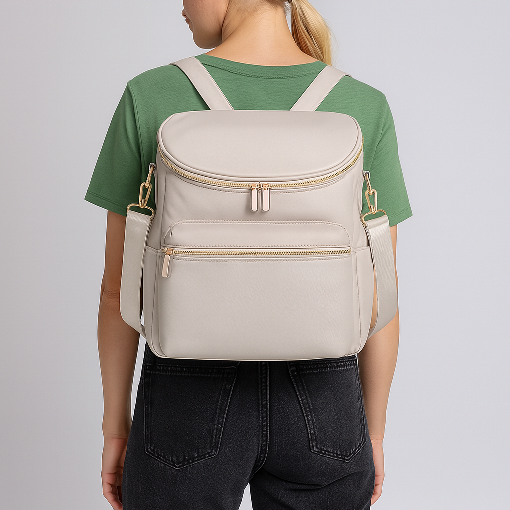 5-in-1 Leather Diaper Backpack Set for Stylish Moms