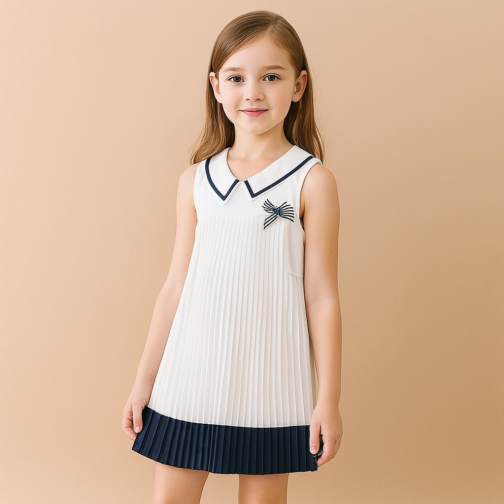 Girls' Sleeveless Summer Chiffon Pleated Dress