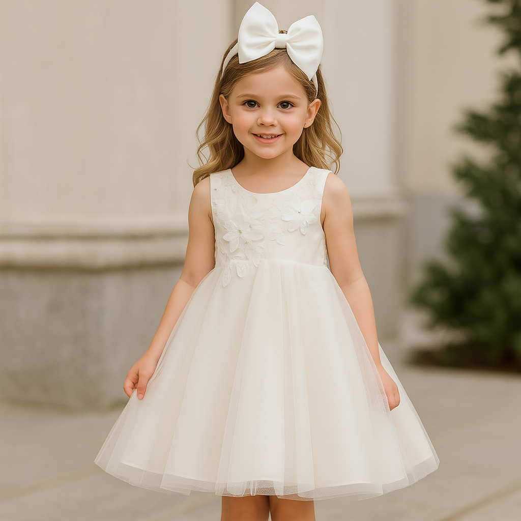 Elegant White Flower Girl Dress
