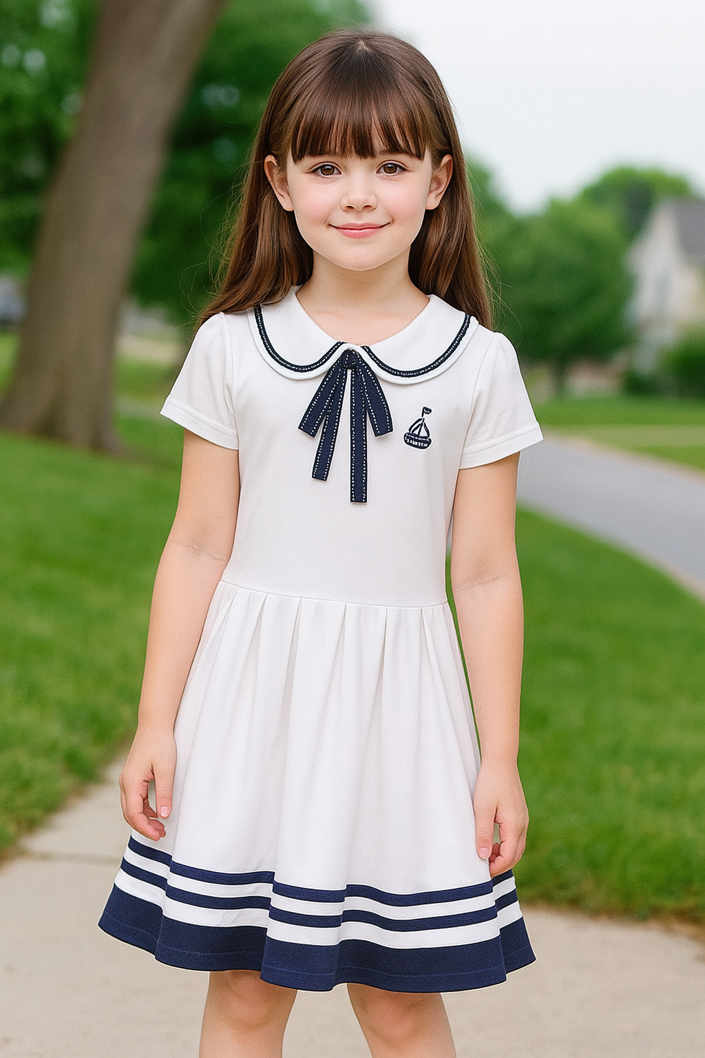 Retro Sailor Collar Girls Dress
