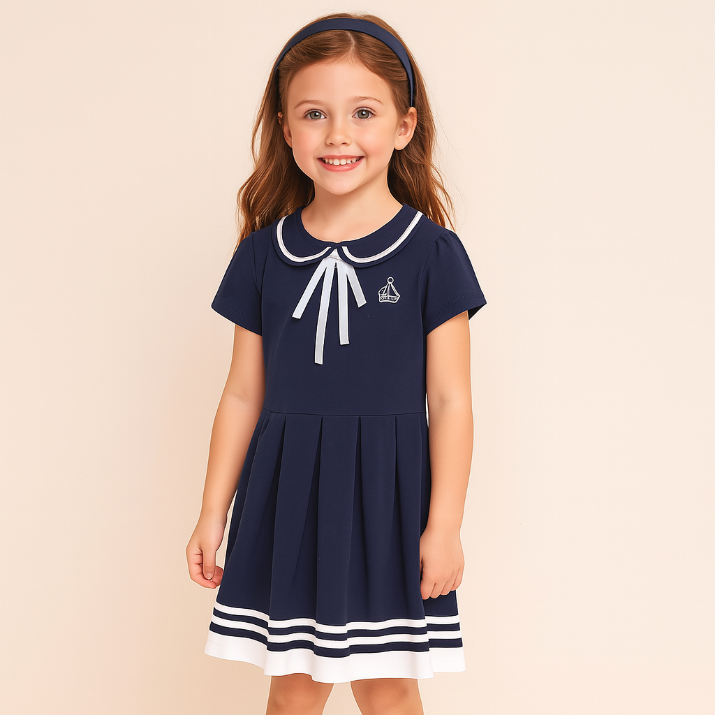 Retro Sailor Collar Girls Dress