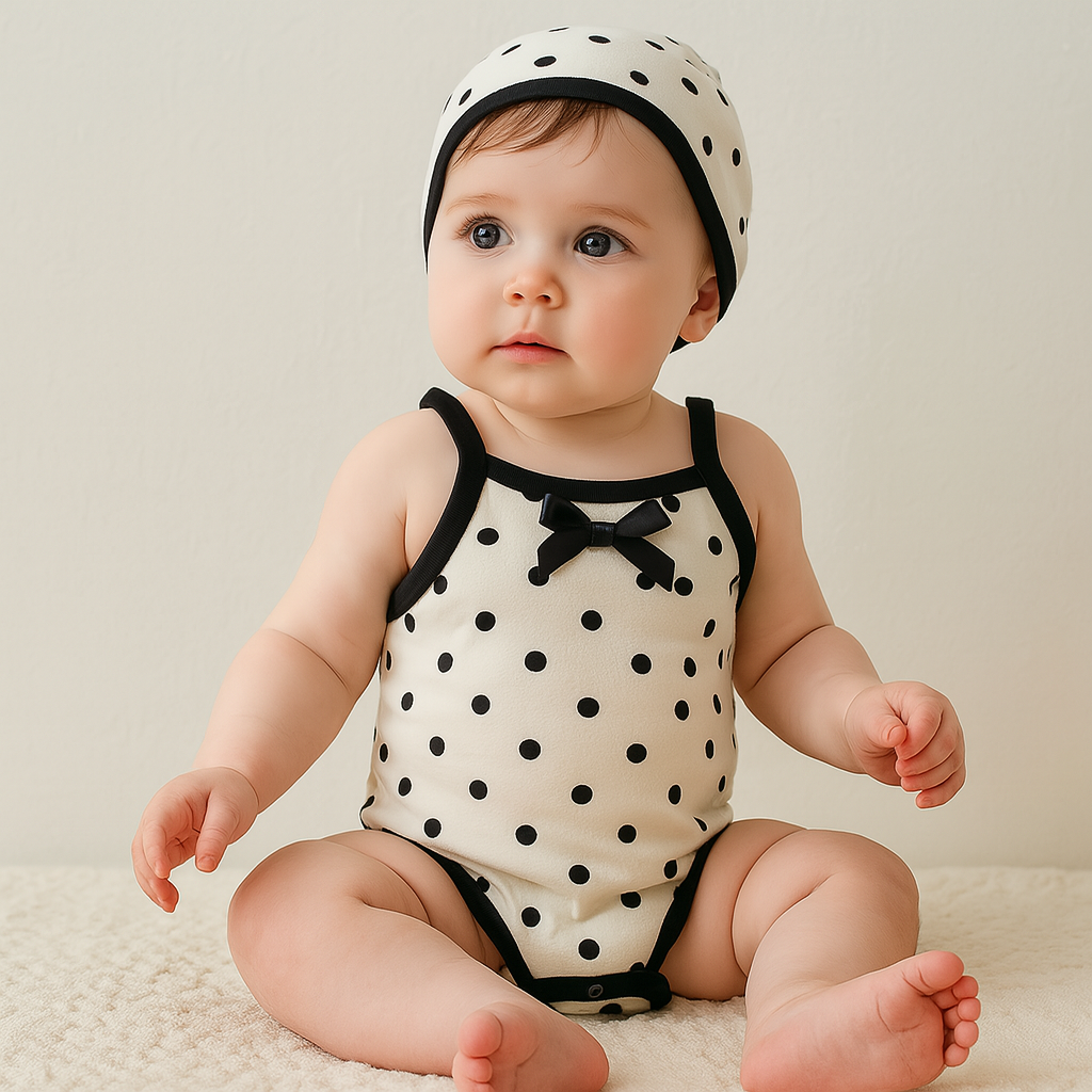 Baby Girl Polka Dot Bow Romper