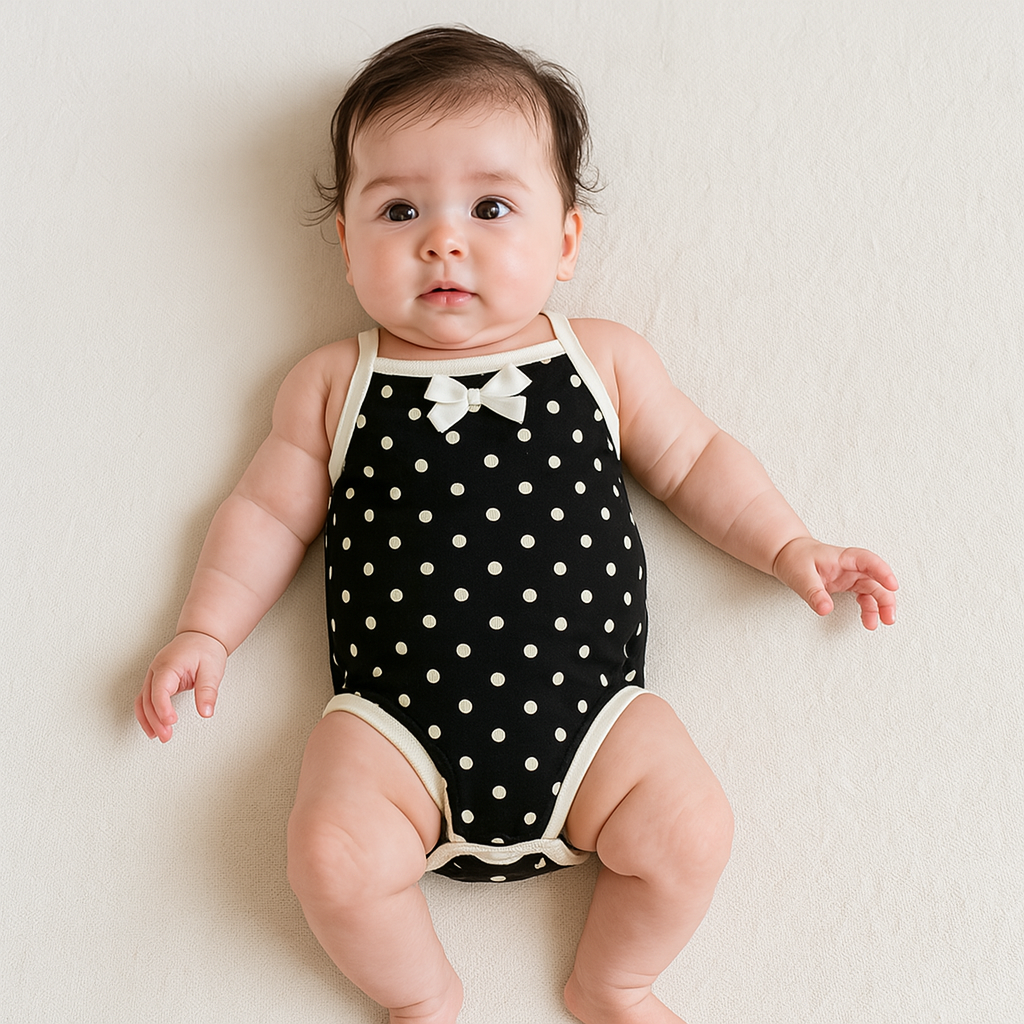 Baby Girl Polka Dot Bow Romper