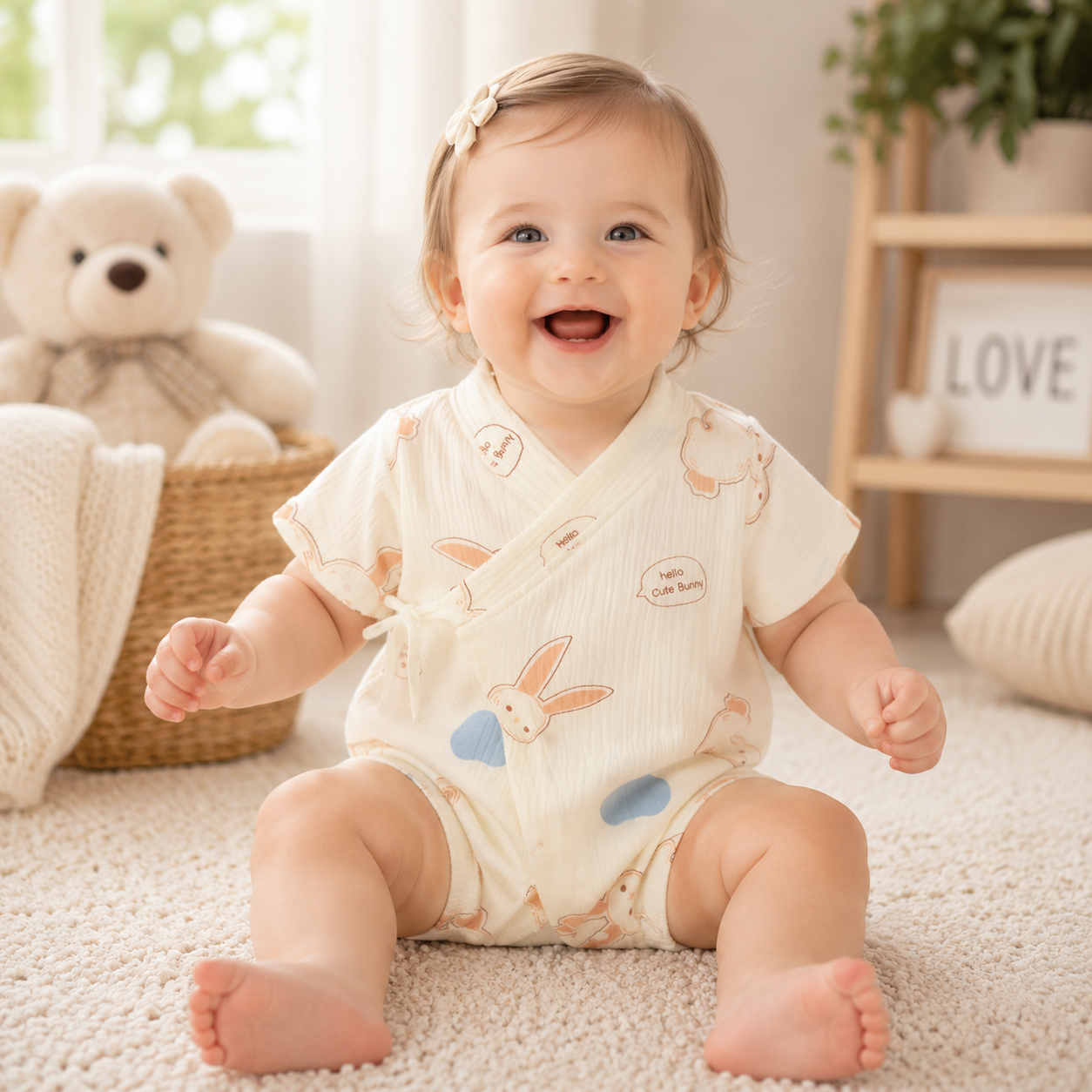 Unisex Baby Soft Cotton Printed Short Sleeve Bodysuit One-Piece