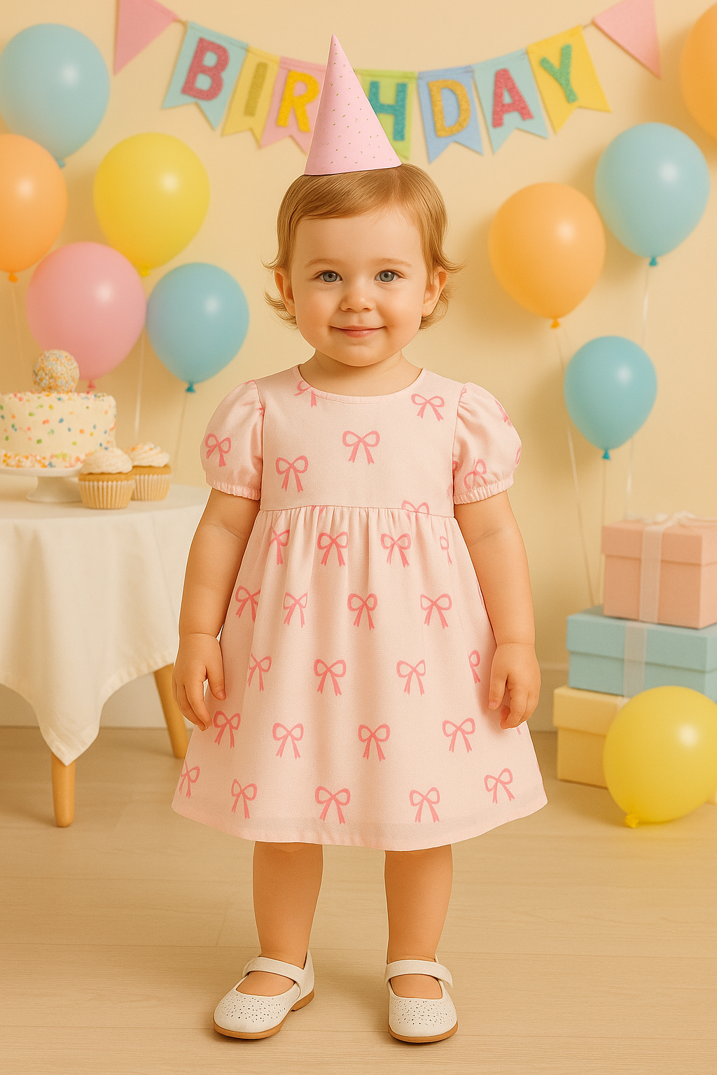 Sweet Bow Print Princess Dress