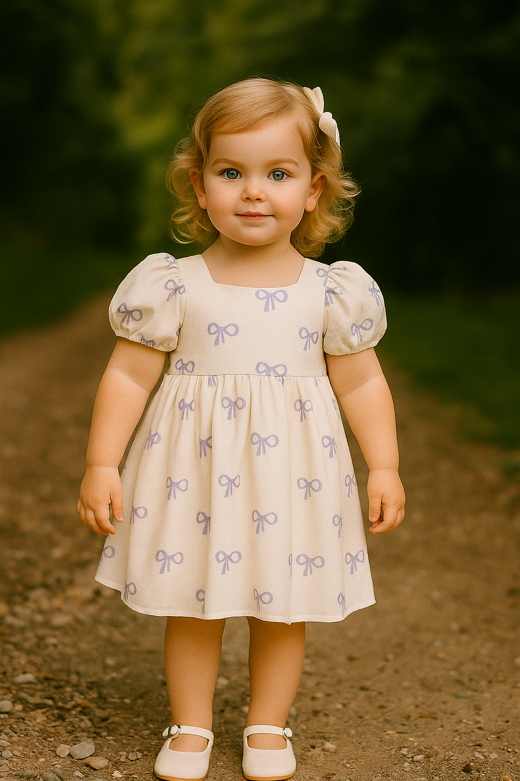 Sweet Bow Print Princess Dress