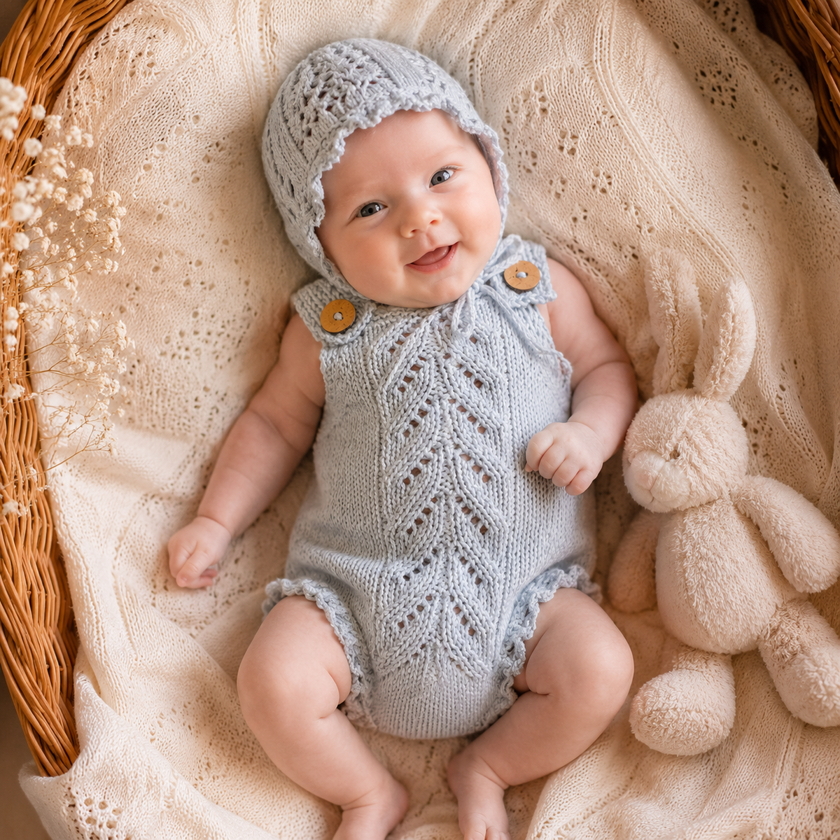 Newborn Cashmere Knit Romper & Hat Photography Prop Set