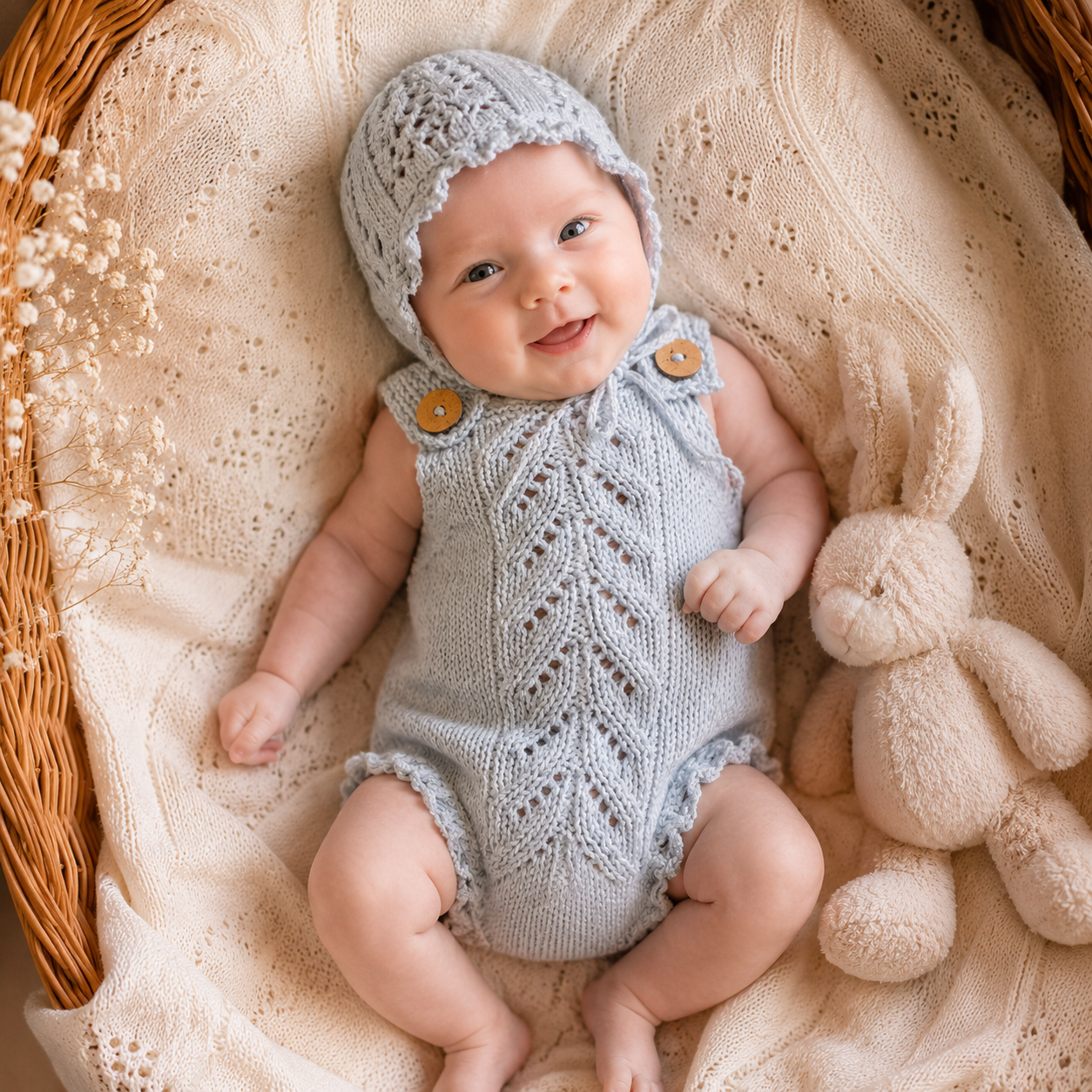 Newborn Cashmere Knit Romper & Hat Photography Prop Set