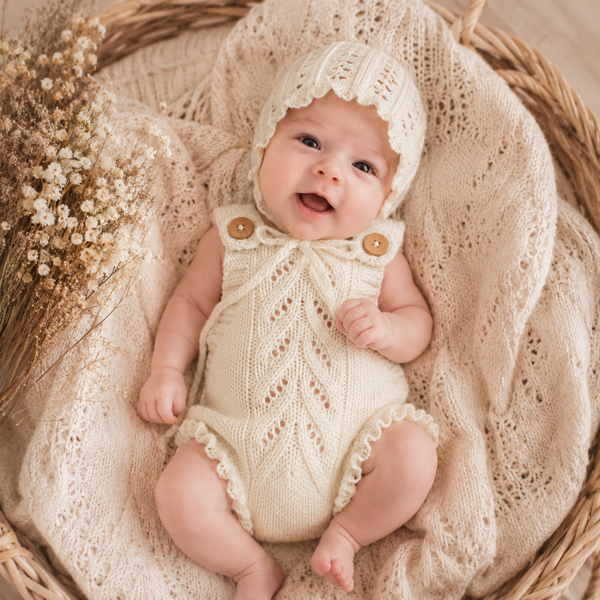 Newborn Cashmere Knit Romper & Hat Photography Prop Set