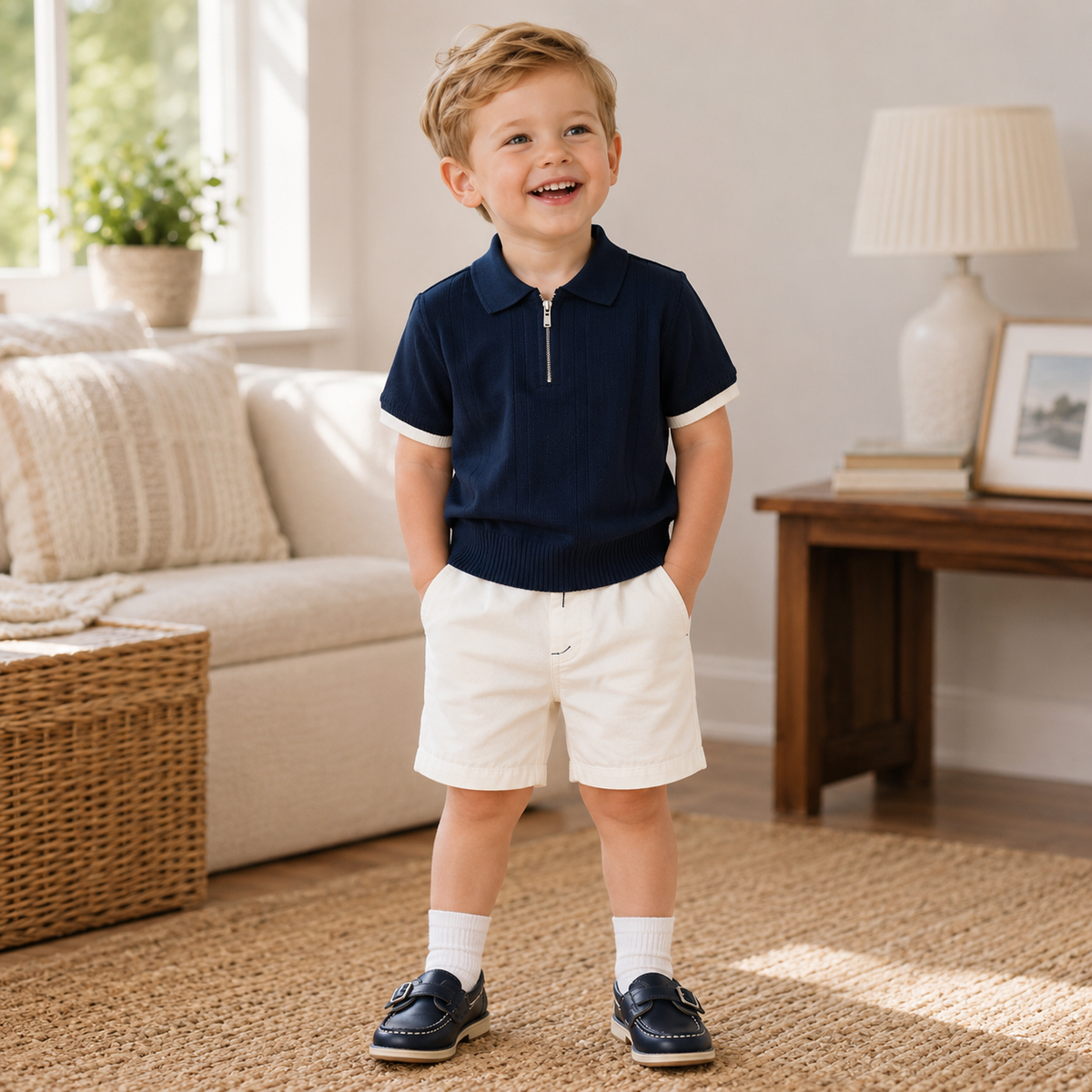 Kids Unisex Short Sleeve Top & Casual Shorts 2-Piece Set
