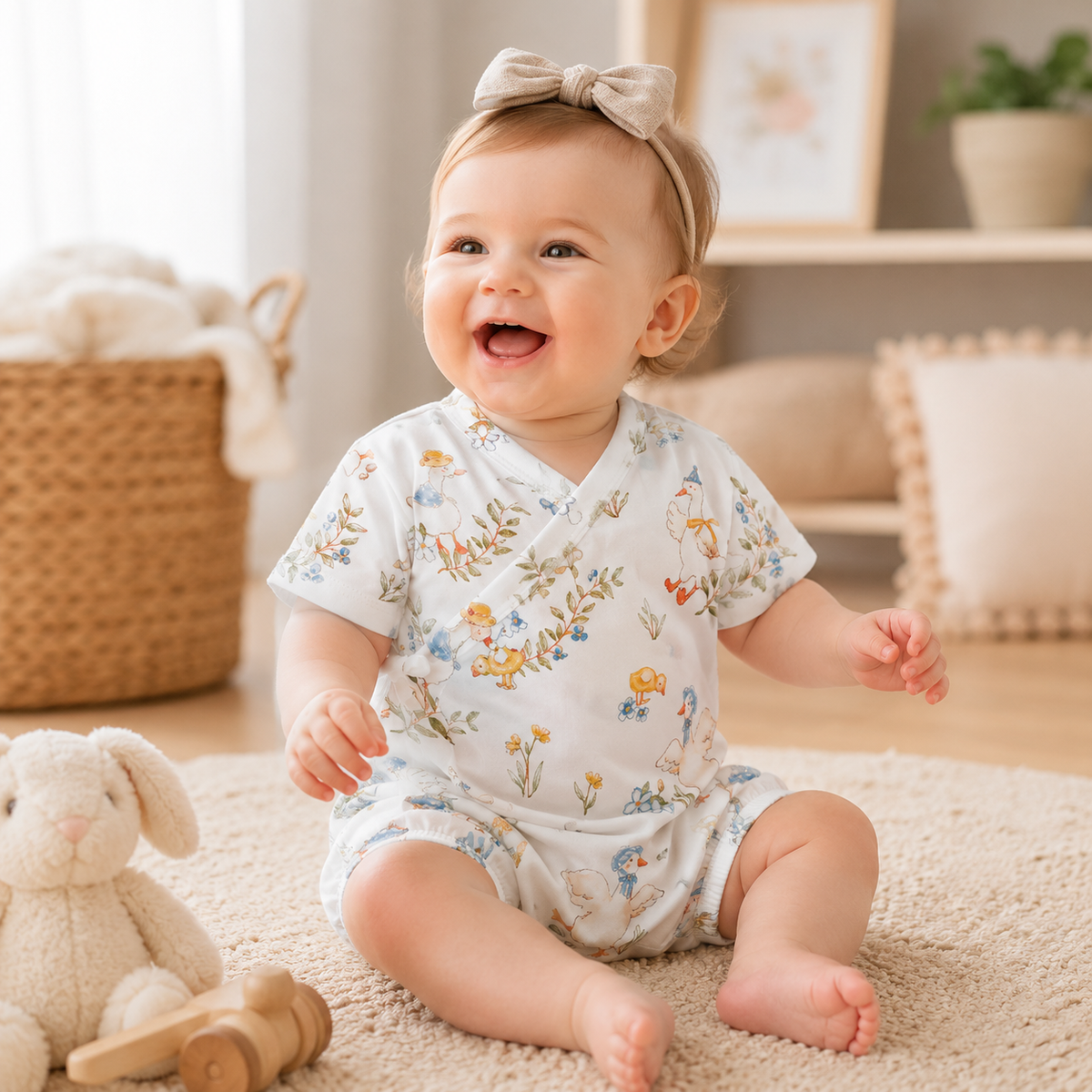 Newborn Baby Thin Breathable Short Sleeve Crawling Suit Bodysuit