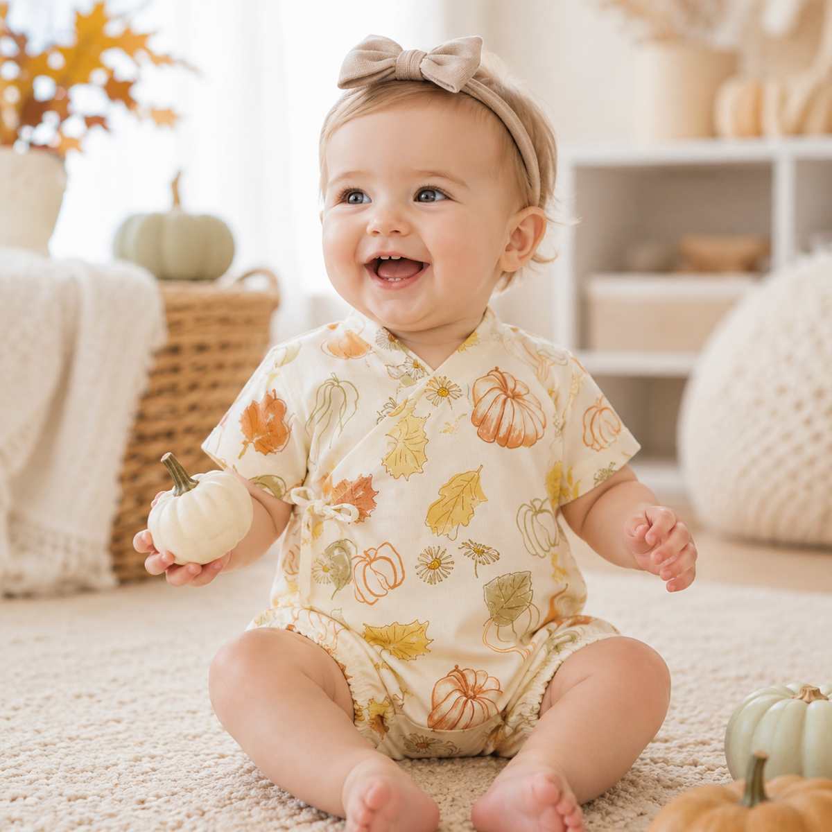 Unisex Baby Bamboo Fiber Cute Printed Short Sleeve Breathable Summer Onesie