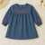Girls Embroidered Long Sleeve Denim Dress