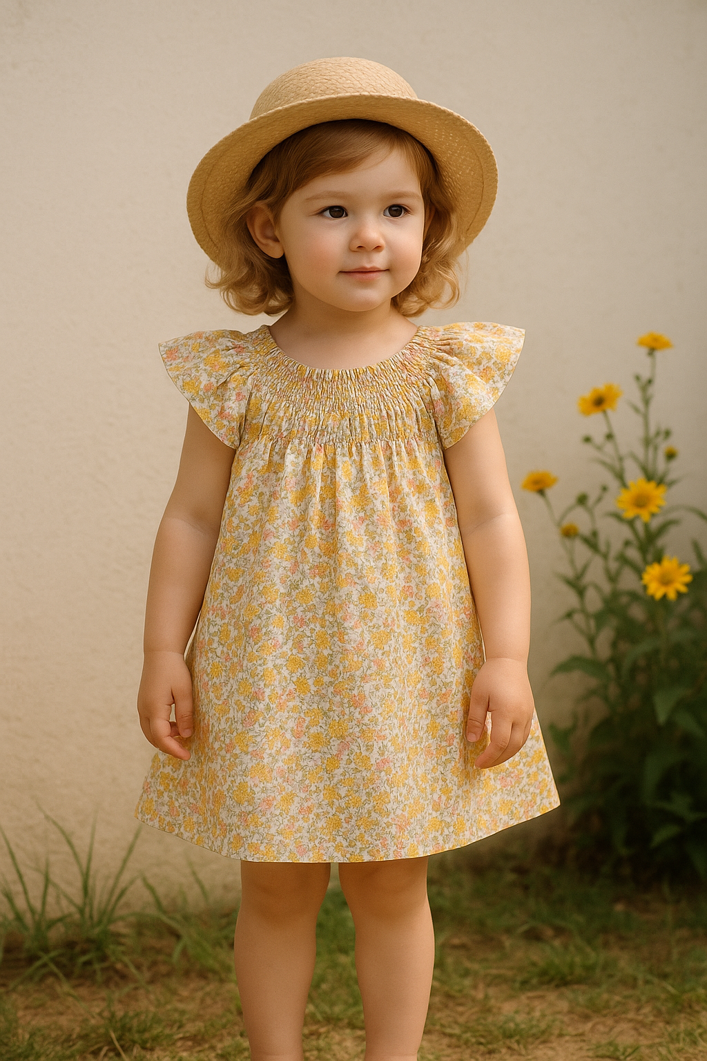 Girl Summer Floral Smocked Dress