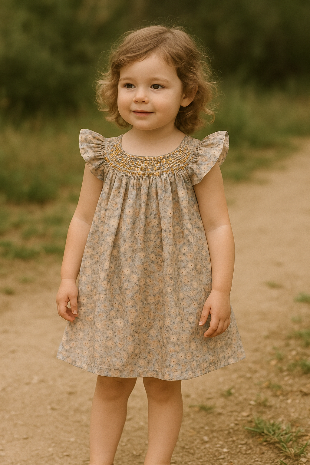 Girl Summer Floral Smocked Dress