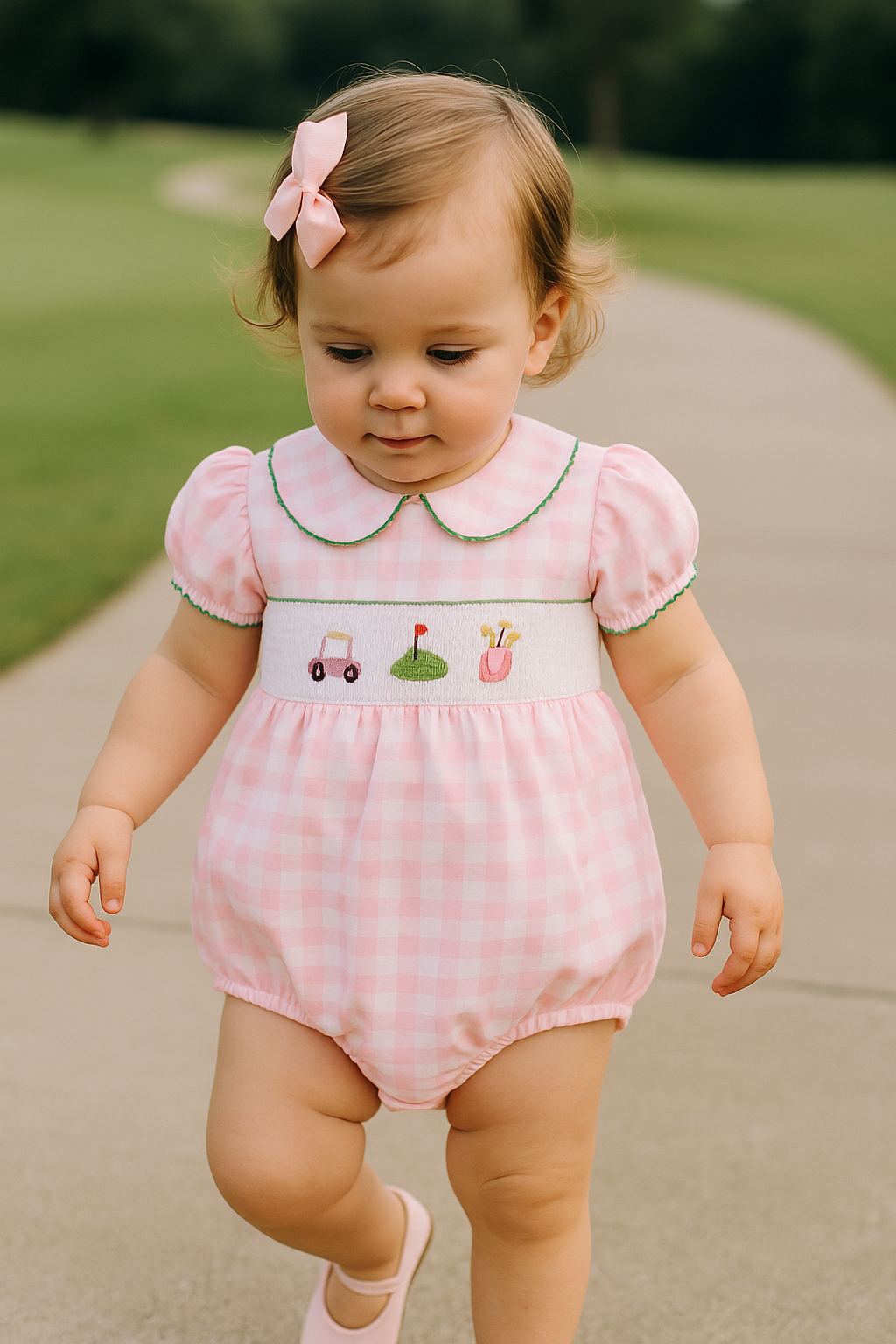 Baby Girl Smocked Golf Romper