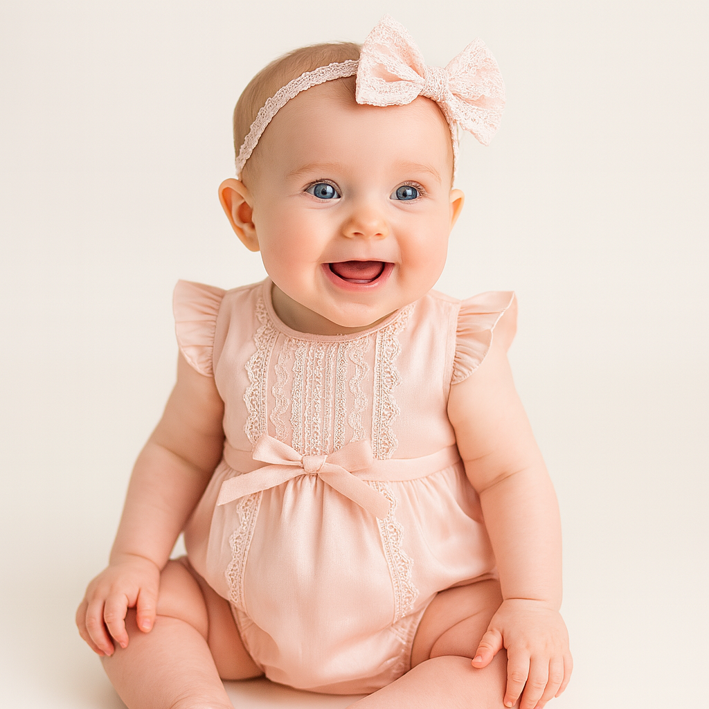 Pink Lace Baby Romper