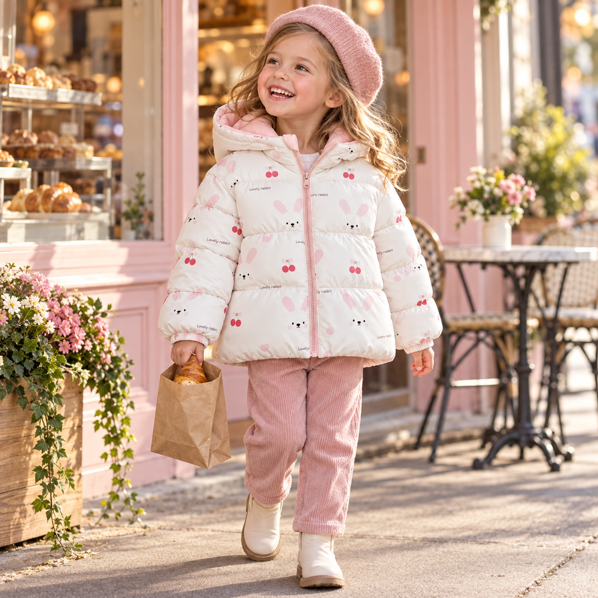 Kids' Hooded Double-Sided Plush-Lined Jacket
