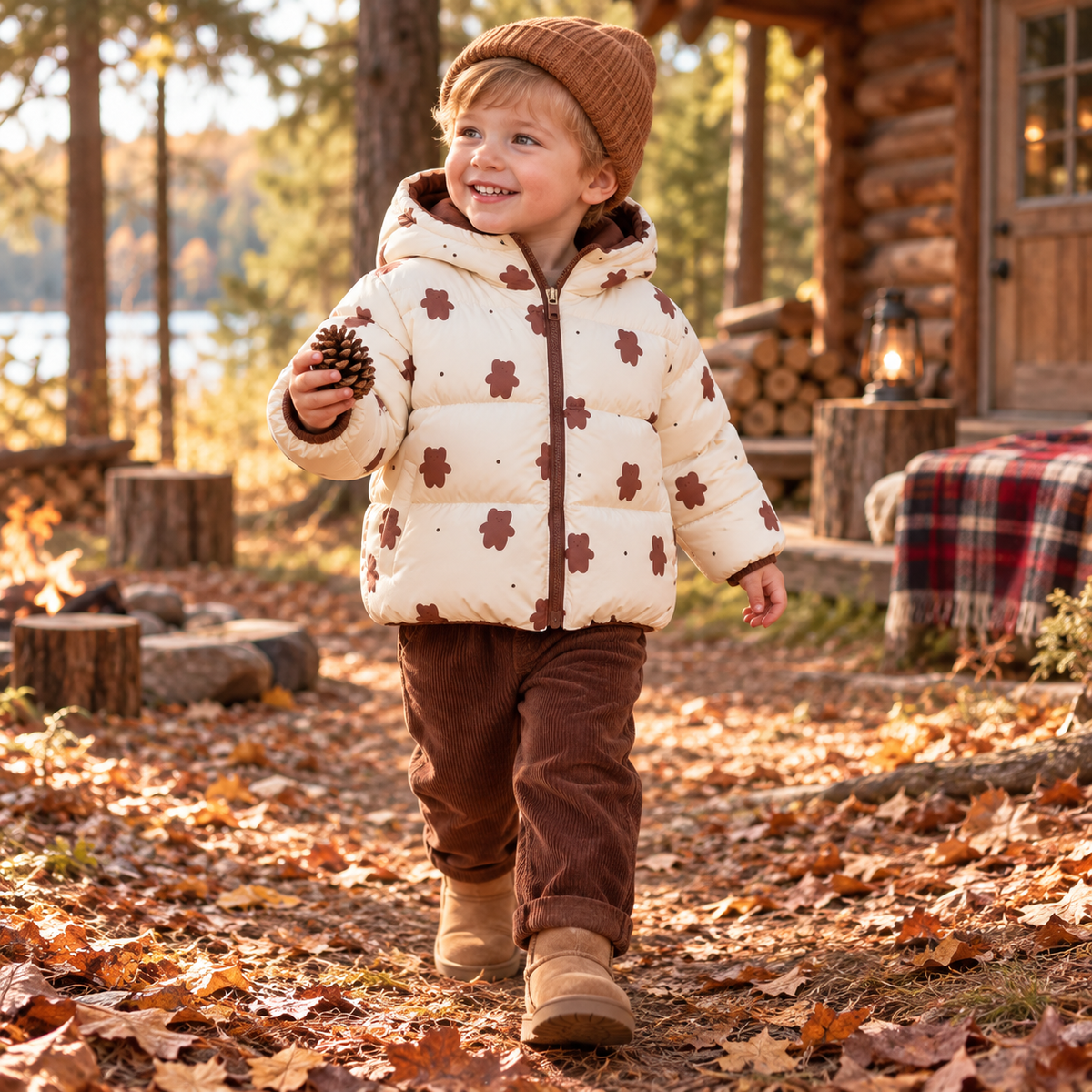 Kids' Hooded Double-Sided Plush-Lined Jacket