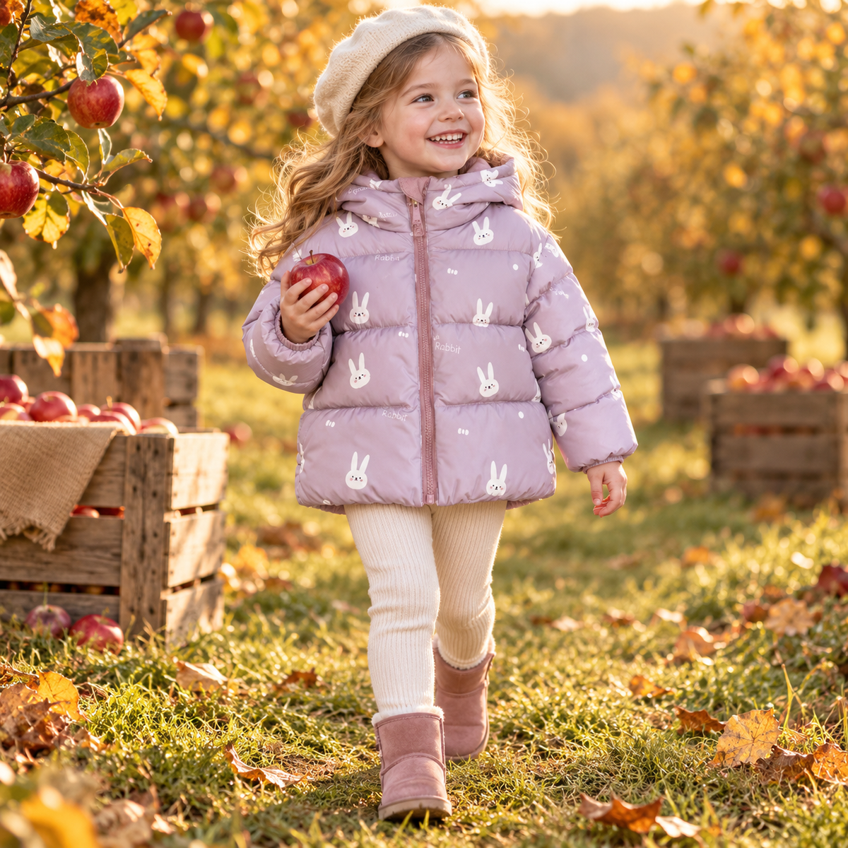 Kids' Hooded Double-Sided Plush-Lined Jacket