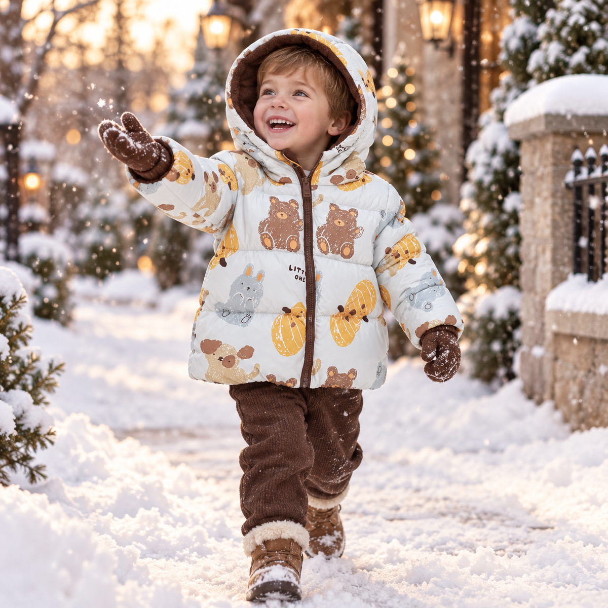 Kids' Hooded Double-Sided Plush-Lined Jacket