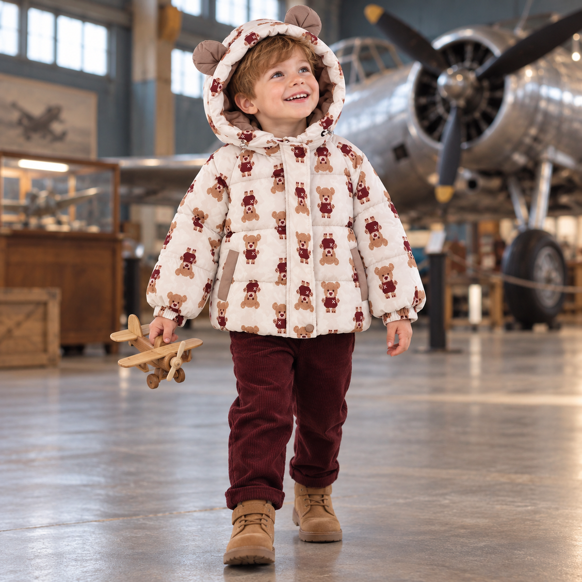 Kids' Velvet-Lined Thickened Cotton Coat