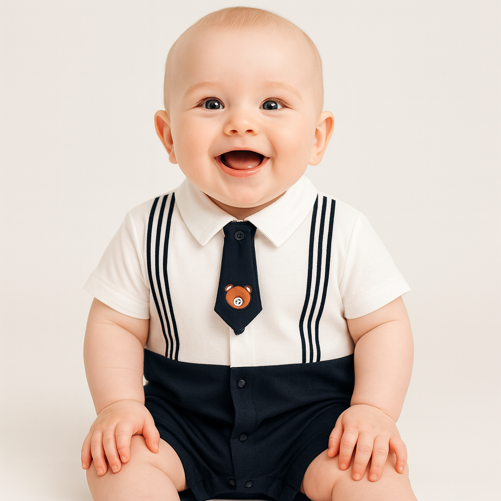 Baby Boy's Little Gentleman Romper with Tie